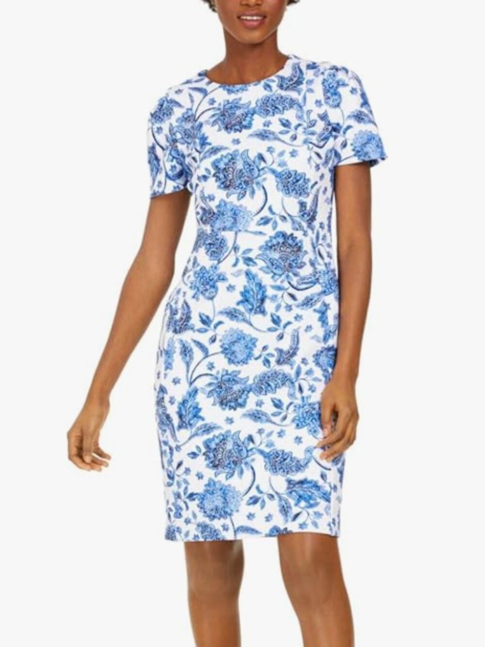Calvin Klein Blue White Paisley Floral Sheath Dress Size 2